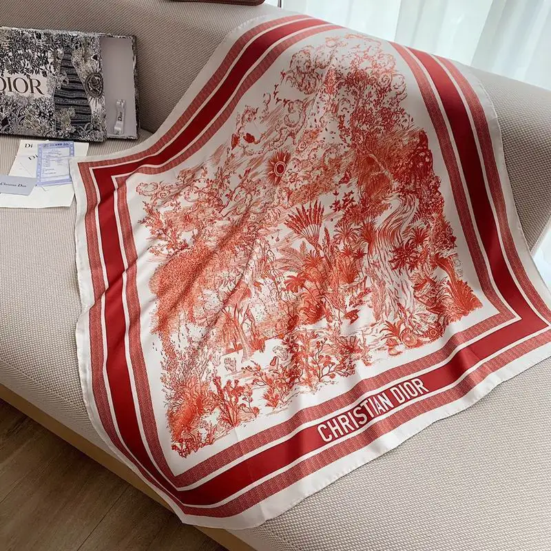 Dior silk scarf 90X90cm E25 (3)
